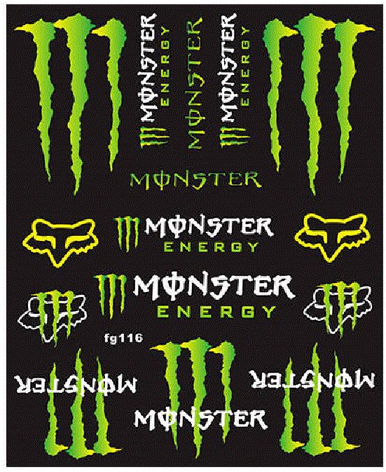 3-Pack of Monster Reflective Decals 8.5 x 11 Sheets.
