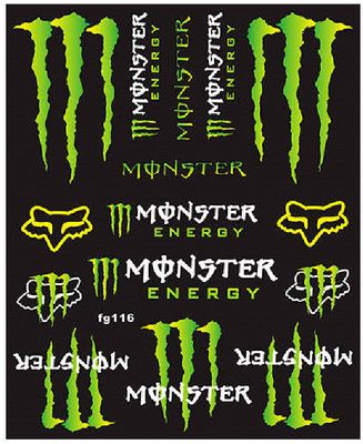 3-Pack of Monster Reflective Decals 8.5 x 11 Sheets.
