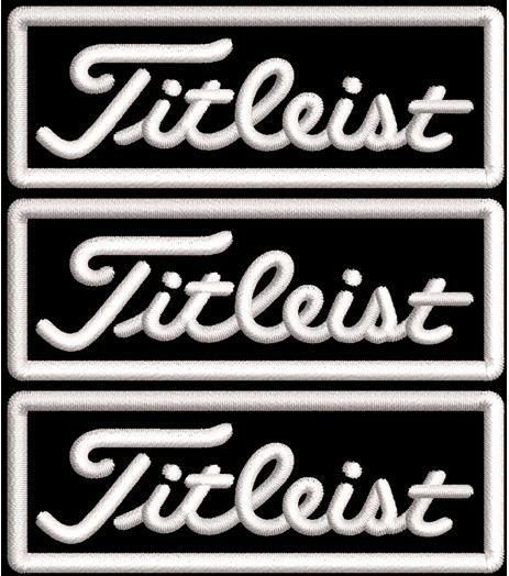 3 Pack Titleist Sleeve Iron-On Patch 3&quot; x 1&quot; Black with White Border.