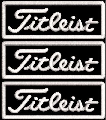 3 Pack Titleist Sleeve Iron-On Patch 3&quot; x 1&quot; Black with White Border.