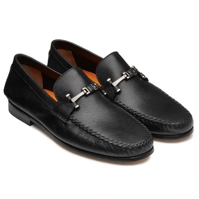 Buckle Moccasins Black Mens Shoe