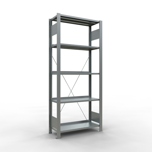 Büroregal Grundregal Stecksystem, mit Anschlagleiste -  einseitig nutzbar, Tiefe 300 mm