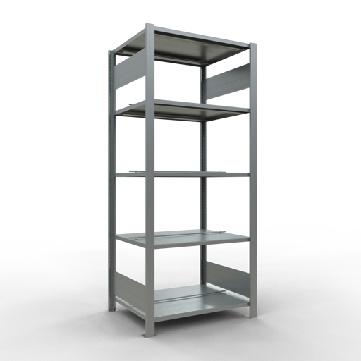 Büroregal Grundregal Stecksystem, mit Anschlagleiste -  beidseitig nutzbar, Tiefe 600 mm