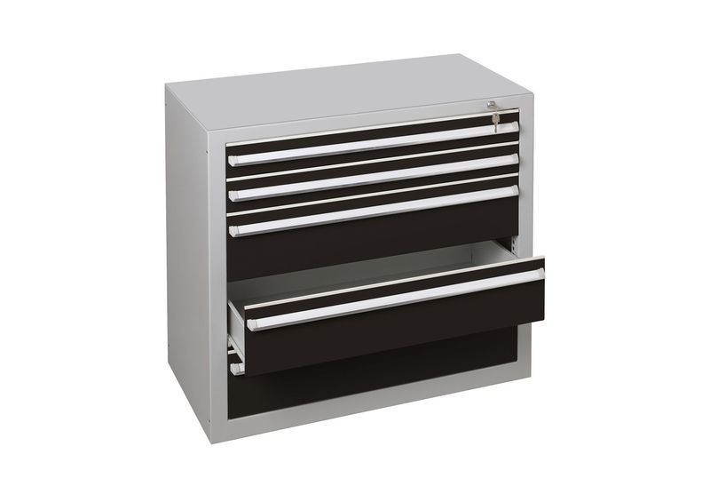 Schubladenblock für Thekenmodul inkl. Blende, Schubladen 2 x 100 mm, 3 x 200 mm