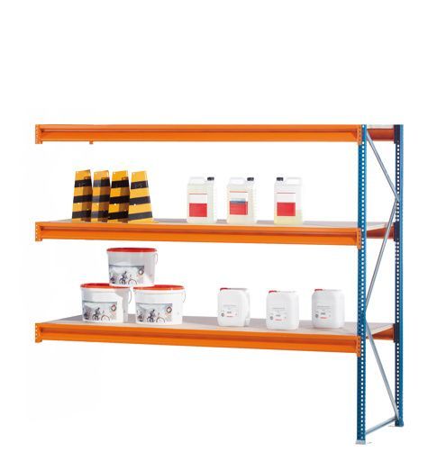 Weitspannregal W100 mit Spanplatten, Anbauregal