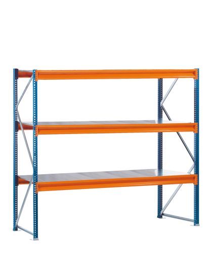 Weitspannregal W100 mit Stahlpaneelen, Grundregal