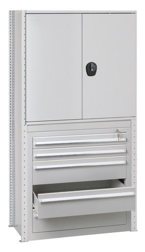 Schubladenschrank-Regal, abschliessbar mit Flügeltür