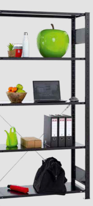 Homeoffice-Regal, Anbauregal mit  5 Fachböden, schwarz