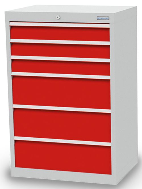 Schubladenschrank, 680 x 500 x 1019 mm (BxTxH), R 24-16, Schubladenanzahl: 6 Schubladenschrank, 680 x 500 x 1019 mm (BxTxH), R 24-16, Schubladenanzahl: 6