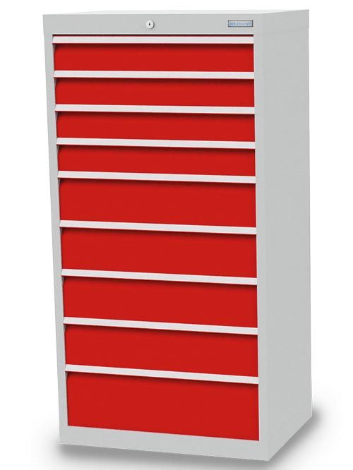 Schubladenschrank, 680 x 500 x 1319 mm (BxTxH), R 24-16, Schubladenanzahl: 9