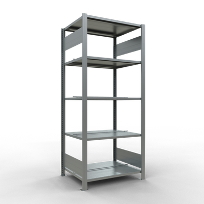 Büroregal Grundregal Stecksystem, mit Anschlagleiste -  beidseitig nutzbar, Tiefe 600 mm