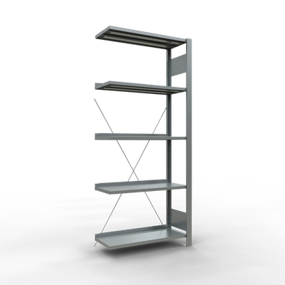 Büroregal Anbauregal Stecksystem, mit Anschlagleiste -  einseitig nutzbar, Tiefe 300 mm