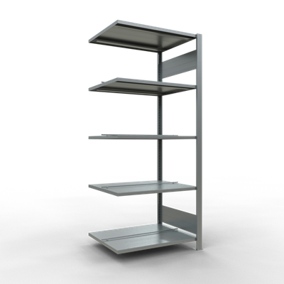 Büroregal Anbauregal Stecksystem, mit Anschlagleiste -  beidseitig nutzbar, Tiefe 600 mm