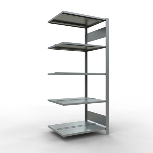 Büroregal Anbauregal Stecksystem, mit Anschlagleiste -  beidseitig nutzbar, Tiefe 600 mm