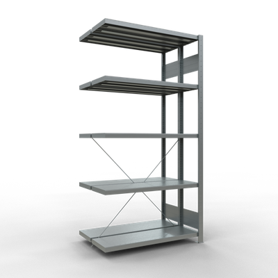 Fachbodenregal, Doppelregal, Anbauregal, Fachbodenlast 250 kg, einseitig nutzbar