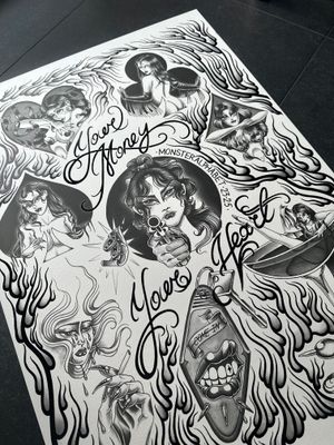 Your Money or Your Heart print with black foil