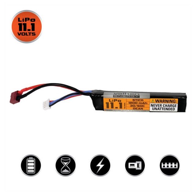LiPo 11.1v 1200mAh 30C/50C Stick Airsoft Battery (Dean)