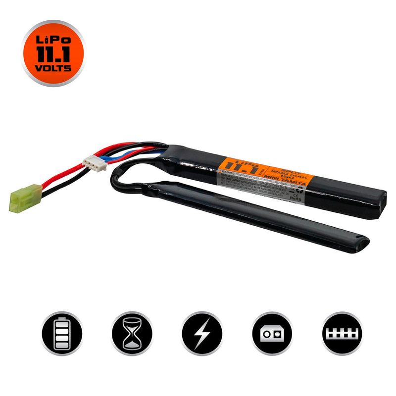 LiPo 11.1v 1200mAh 15C/30C Split Airsoft Battery (Small Tamiya)