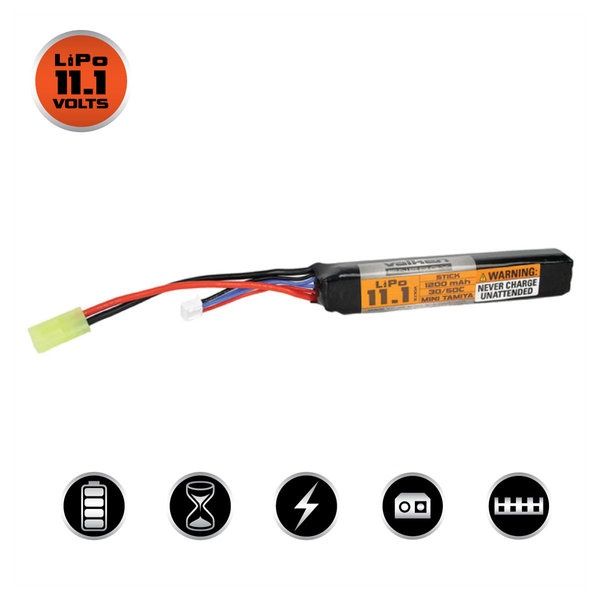 LiPo 11.1v 1200mAh 30C/50C Stick Airsoft Battery (Small Tamiya)