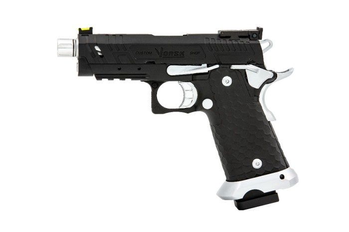 Vorsk - Hi-Capa CS Vengeance 3.8 Compact GBB Pistol (Black) (Silver Match)