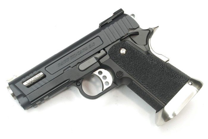 We - Hi-Capa 3.8 Velociraptor GBB Pistol (Black) (Silver Barrel)