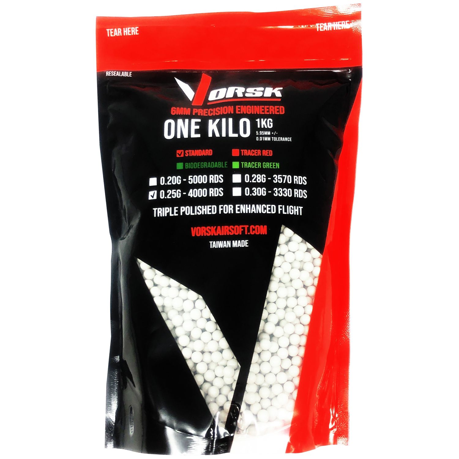 Vorsk 6mm Precision Airsoft BBs (1KG)  - 0.25g