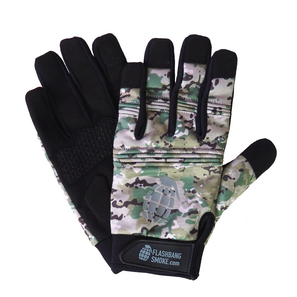 flash bang smoke - Multicam Camouflage Gloves, Size: Small
