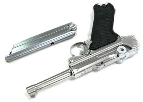 We - P08 Luger GBB Pistol (4") (Silver)