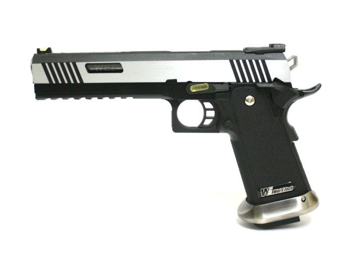 WE - Hi-Capa 6.0 IREX GBB Pistol (No Text) (Silver|Black) (Gold Barrel)