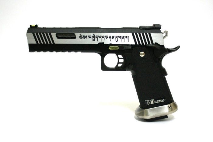 WE - Hi-Capa 6.0 IREX GBB Pistol (Slide Text) (Silver|Black) (Silver Barrel)