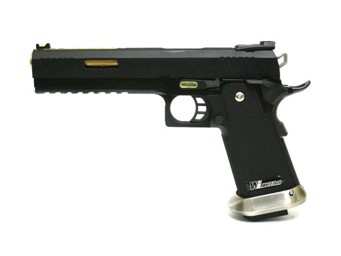 WE- Hi-Capa 6.0 IREX (Black - Gold Barrel - No Text) GBB Pistol