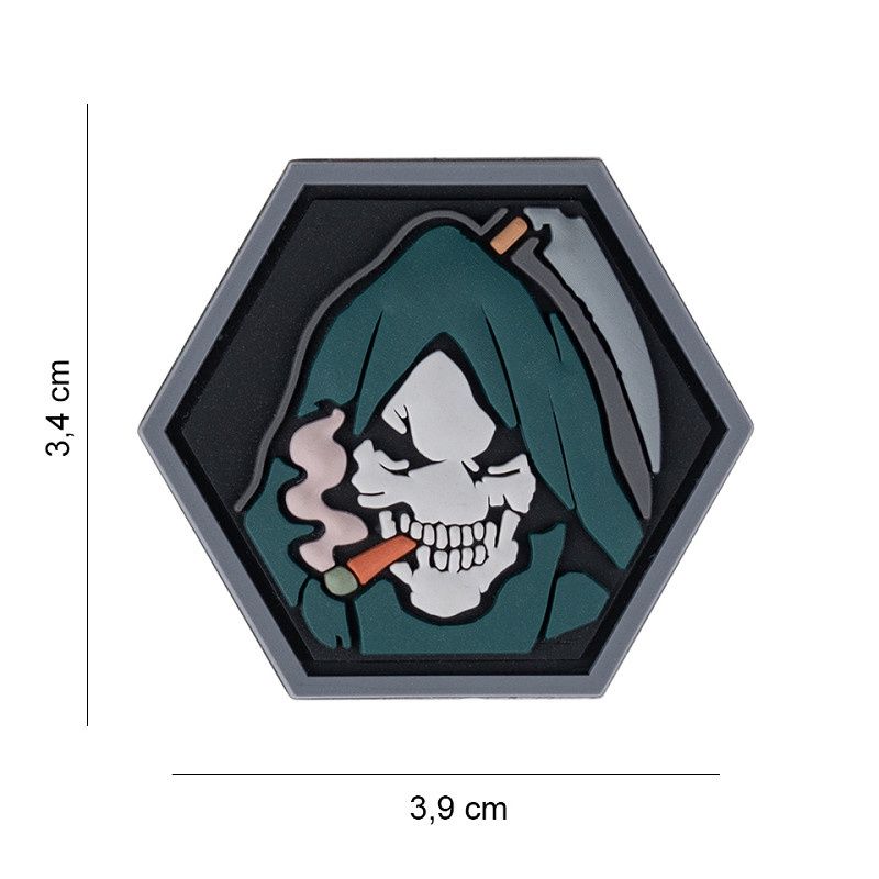 101 INC - Patch 3D PVC Hexagon skull grim reaper