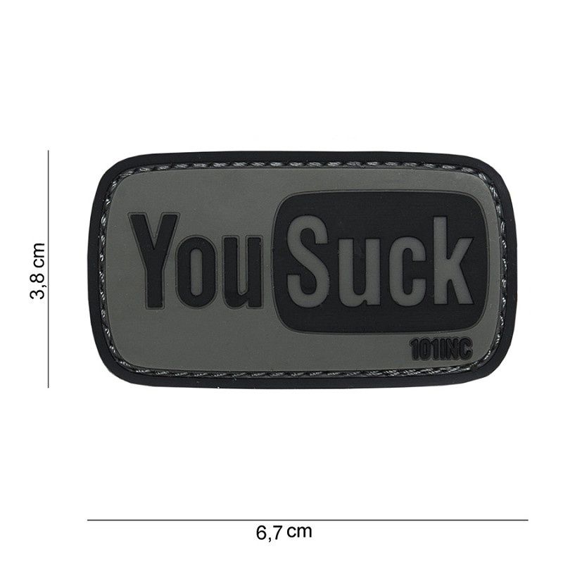 101 INC - Patch 3D PVC You suck grey/black