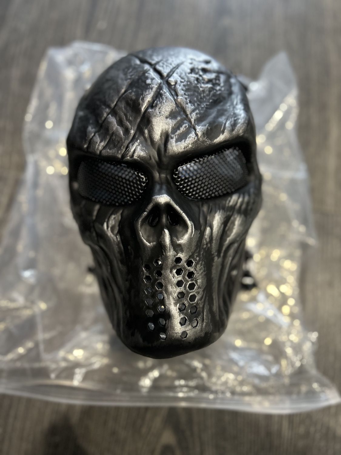 BONEYARD - Skull Mesh Mask – Gun Metal Grey