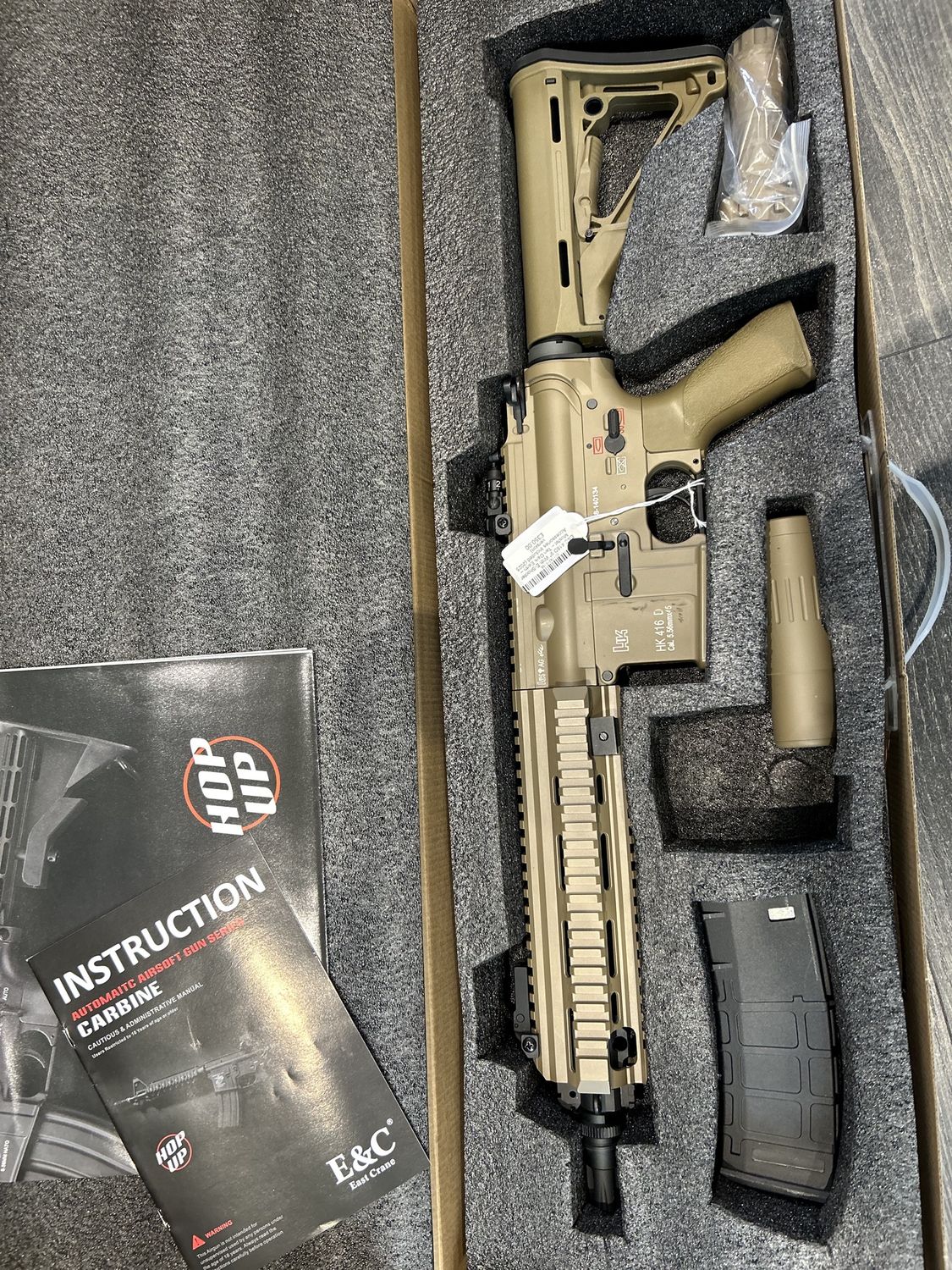 BONEYARD - E&amp;C 416D 9″ With E-Shooter Mosfet – Tan Dark Earth – Accessories Included (2025 version)
