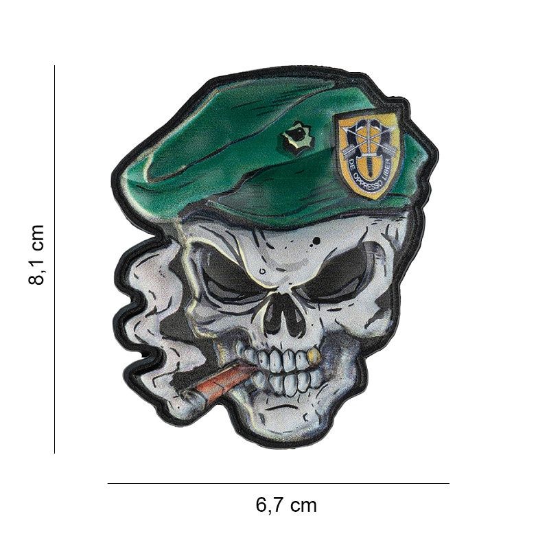 101 INC - Patch 3D UV Skull beret, Colour: Green