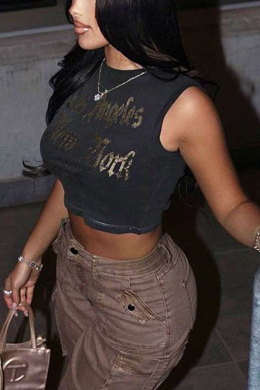L.A N.Y BKLYN CROP TEE