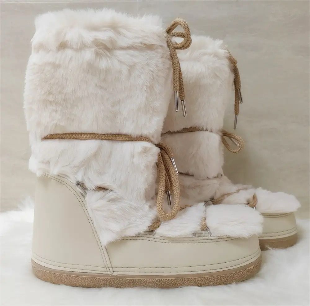 Golden Glow Fluff Boots