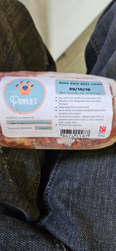Pawkies Beef &amp; Beef Tripe 80-10-10