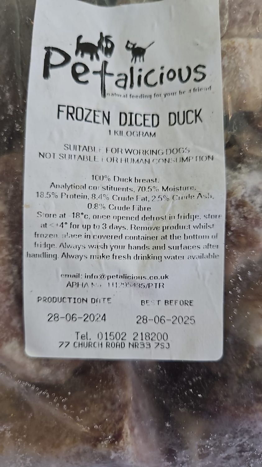 Petalicious Diced Duck 1kg