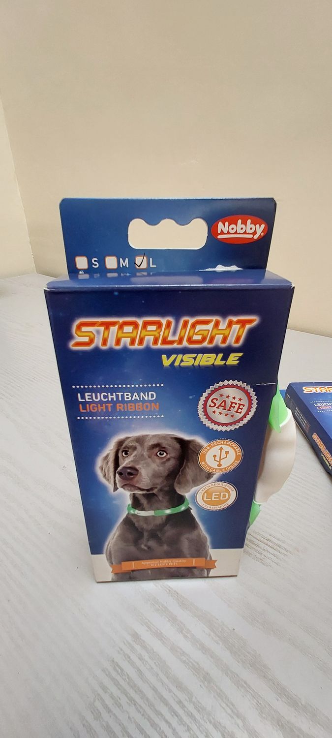 Nobby dog starlight led light ribbon collar green 70cm large