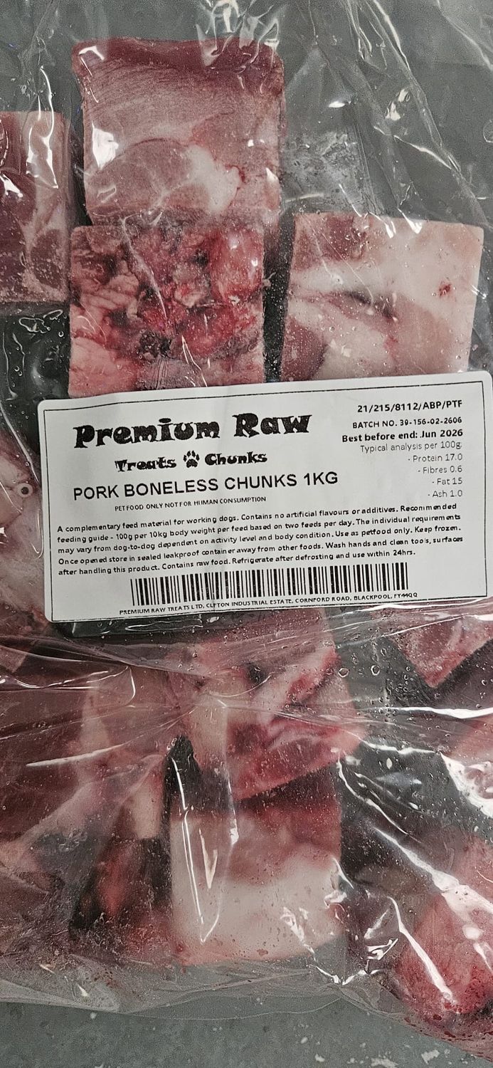 Premium Raw Pork Boneless Chunks 1kg