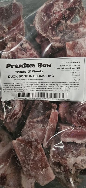 Premium Raw Duck Bone In Chunks 1kg