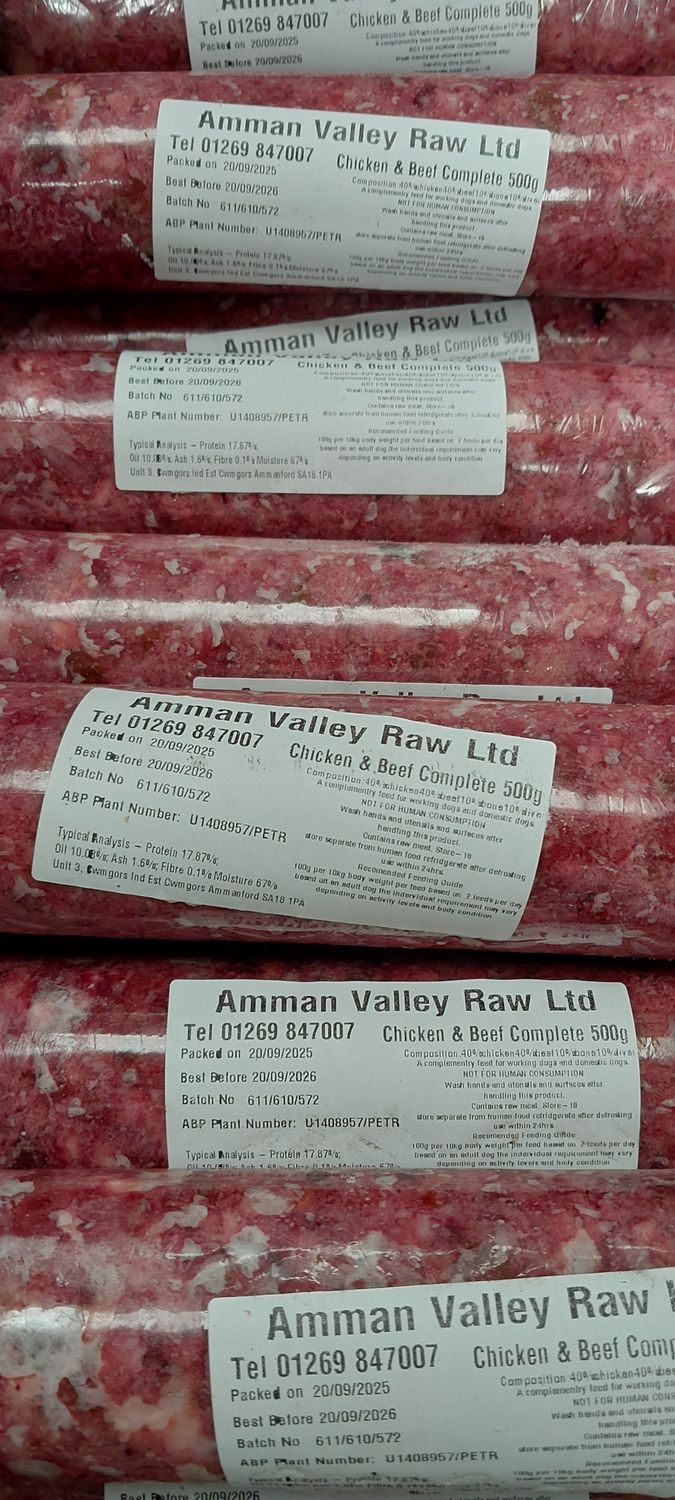 Amman Valley Raw Chicken &amp; Beef Complete 80-10-10 500g