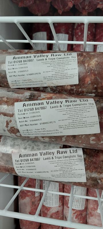 Amman Valley Raw Lamb &amp; Tripe Complete 80-10-10 1kg