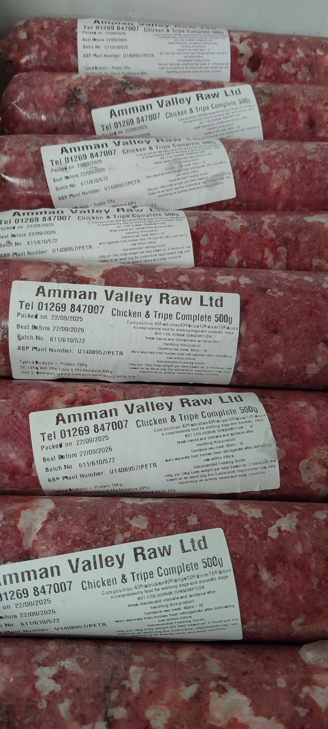 Amman Valley Raw Chicken &amp; Tripe Complete 80-10-10 500g