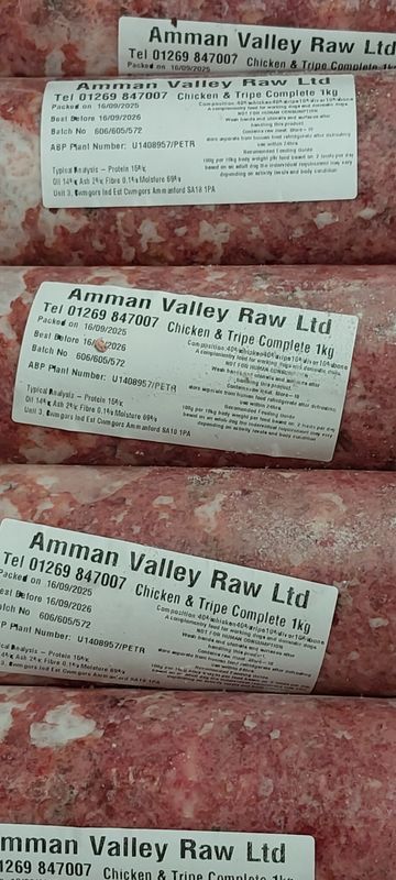 Amman Valley Raw Chicken &amp; Tripe Complete 80-10-10 1kg
