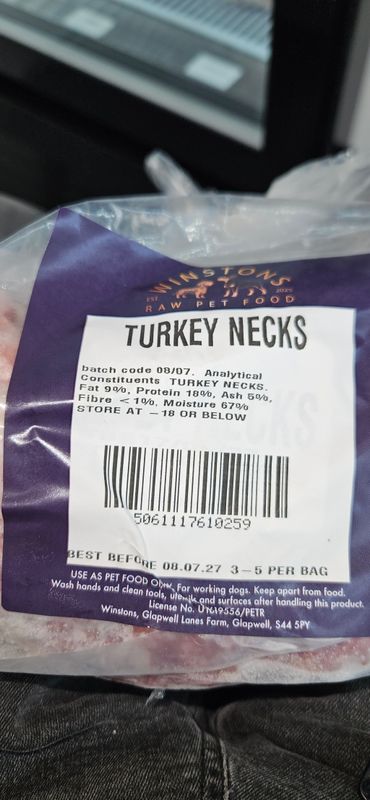 Winston Raw Turkey Necks 1kg