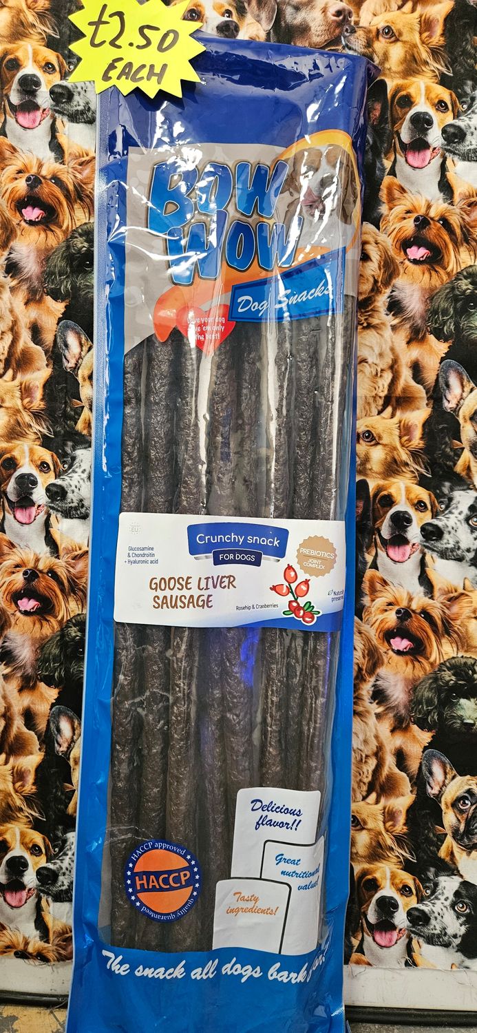 Bow WOW Dog Goose Liver Sausages 53cm - 58cm Each