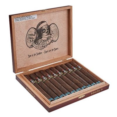 Fat Bottom Betty Toro cigars by Deadwood Tobacco Co. showcased in a cedar box of 10.